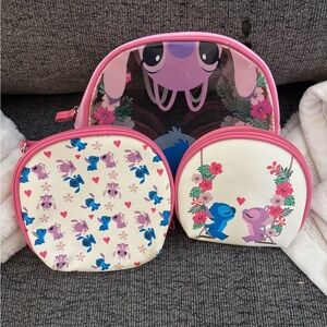 Loungefly Stitch Floral Kids Bag Set - Pink and Cream